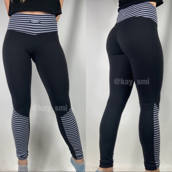 lululemon athletica Pants - Lululemon Black Stripe High Waisted Leggings